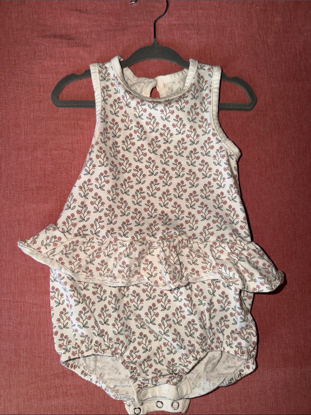 Cream Floral Ruffle Baby Romper